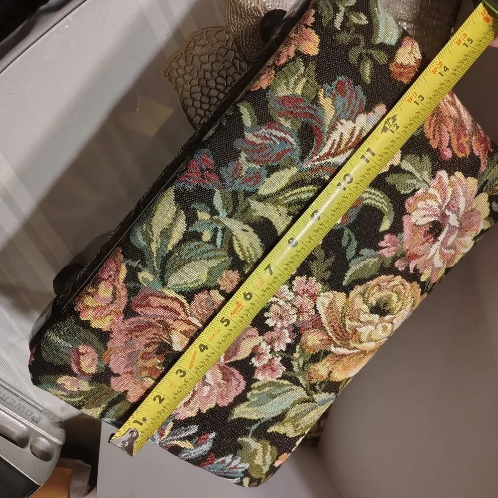 Antique Floral Upholstered Foot Stool Approximately 8.5 X 14